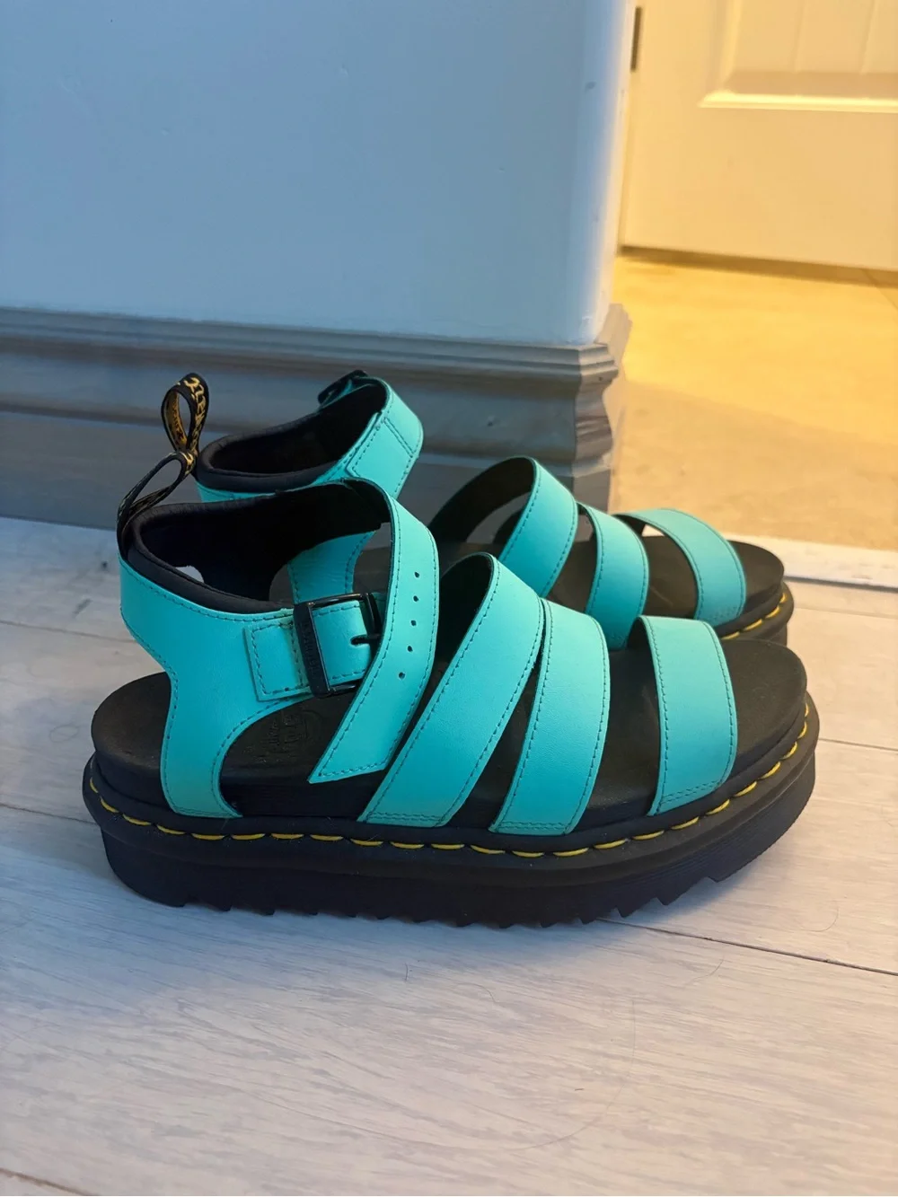 Mint blue dr marten sandals